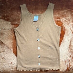 No Boundaries Brown Ribbed Tank Top